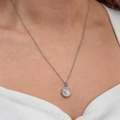 Gümüş Sedef Taşlı Ay Yıldız Hilal Kadın Kolye thumbnail 5