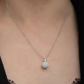 Gümüş Beyaz Kristal Taşlı Kadın Kolye thumbnail 5