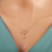 Gümüş Rose Kalp Yıldız Kadın Kolye thumbnail 2