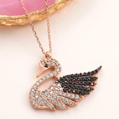 Gümüş Rose Kuğu Kadın Kolye thumbnail 1