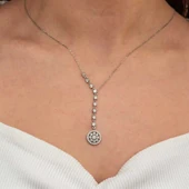 Gümüş Sıralı Zirkon Taşlı Çiçek Kadın Kolye thumbnail 4