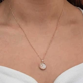 Gümüş Rose Sedef Taşlı Ay Yıldız Hilal Kadın Kolye thumbnail 2