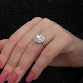 Gümüş 3 Sıra Taşlı Anturaj Kadın Yüzük thumbnail 2