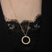 Gümüş Gold Kaplama Yuvarlak Çeyrek Altın Takılabilen Kadın Kolye thumbnail 5