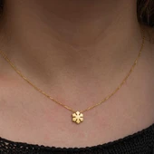 Gümüş Gold Minimal Kar Tanesi Kadın Kolye thumbnail 4