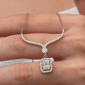 Gümüş Baget Taşlı Gerdanlık Model Kadın Kolye thumbnail 1