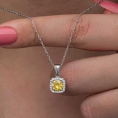 Gümüş Sarı Baget Taşlı Kadın Kolye thumbnail 3