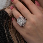 Gümüş Baget Taşlı Kadın Yüzük thumbnail 3