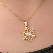 Gümüş Gold Kar Tanesi Kadın Kolye thumbnail 5