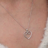 Gümüş Kalpli Ok Kadın Kolye thumbnail 5