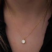 Gümüş Gold Minimal Yuvarlak Anturaj Kadın Kolye - 7
