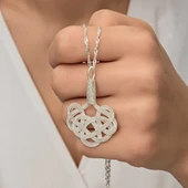 Gümüş Kazaziye Örgü Kadın Kolye thumbnail 3