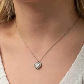 Gümüş Zirkon Taşlı Kalp Kadın Kolye thumbnail 5