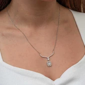 Gümüş Baget Taşlı Gerdanlık Model Kadın Kolye thumbnail 3