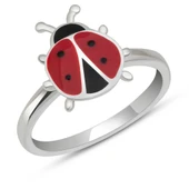 Gümüş Uğur Böceği Çocuk Kız Yüzük thumbnail 1