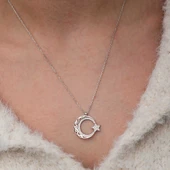 Gümüş Desenli Ay Yıldız Kadın Kolye thumbnail 5