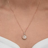 Gümüş Rose Sedef Taşlı Ay Yıldız Hilal Kadın Kolye - 4