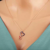 Gümüş Rose Kalpli Kelebek Kadın Kolye thumbnail 2