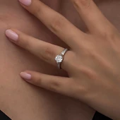 Gümüş Tek Taş Kadın Yüzük thumbnail 4