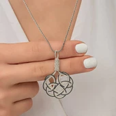 Gümüş Kazaziye Örgü Kadın Kolye thumbnail 3