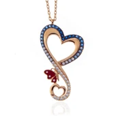 Gümüş Rose Kalpli Kelebek Kadın Kolye thumbnail 1