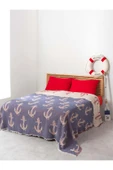 MYLASA HOME Mylasahome Müslin 4 Katlı Çapa Desenli (JAKARLI) Yatak Örtüsü Çift Kişilik 220x240cm - 1