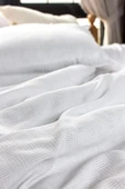 Cozy Nest Hasır Desenli Yatak Örtüsü Otel Tipi Lüx Pike/tek Kişilik Pike Beyaz 160x220cm - 2