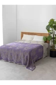 MYLASA HOME Çift Kişilik Lavanta Desenli %100 Organik Pamuk Müslin Yatak Örtüsü - 1