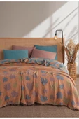 MYLASA HOME 4 Katlı Müslin Çınar Yaprağı Desenli Yatak Örtüsü 240 x 260 - 1