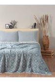 MYLASA HOME Müslin 4 Katlı Aztec Desenli (Jakarlı) Çift Kişilik Yatak Örtüsü-Yazlık Pike 220x240cm - 1