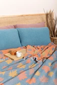 MYLASA HOME 4 Katlı Müslin Çınar Yaprağı Desenli Yatak Örtüsü 240 x 260 - 3