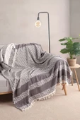 MYLASA HOME Signet Desenli Çok Amaçlı Koltuk Örtüsü %100 Pamuk 130x170 Cm - 1