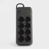 8 Prizli 4 USB Girişli Akım Korumalı Topraklı Golyat Grup Şarj Fiş Priz 2 Metre Uzatma Kablosu thumbnail 1