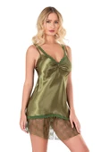 Bicomi Haki Kısa Saten Gecelik thumbnail 1