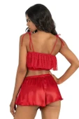 Bicomi Kırmızı Saten Şort Takımı 9206 thumbnail 2