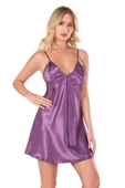 Bicomi Lila Kısa Saten Gecelik thumbnail 1