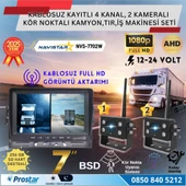 2 Kablosuz Kameralı 7 inç Kayıtlı Monitör Full HD BSD Kör Nokta Uyarı Sistemli Tak Kullan Kamera Seti - 1