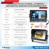 2 Kablosuz Kameralı 7 inç Kayıtlı Monitör Full HD BSD Kör Nokta Uyarı Sistemli Tak Kullan Kamera Seti - 2