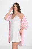 Bicomi 2li Beyaz-Pembe Sabahlık Takımı Bigsize 6210 thumbnail 1