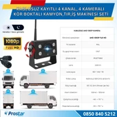 4 Kablosuz Kameralı 7 inç Kayıtlı Monitör Full HD BSD Kör Nokta Uyarı Sistemli Tak Kullan Kamera Seti - 3