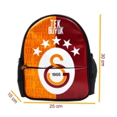Galatasaray 2 Bölmeli 5 Yıldızlı Tek Büyük Suni Deri Anaokulu Sırt Çantası (25684) - 2