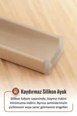 İronika Kaymaz Ayaklı Dekoratif İç İçe Geçebilen Plastik Tabure Mutfak Bahçe Taburesi 4 Adet Latte thumbnail 3