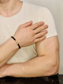 Erkek Bileklik Gümüş Ağaç Kabuğu Desen Bileklik, Altın Kaplama Anlamlı Hediye thumbnail 1