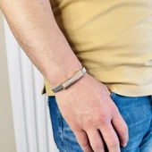 Gümüş Erkek Bileklik ,14k Rose Altın Kaplama,sim Desen Isim Yazılabilir,şık Hediye - 4