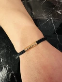 Gümüş Bileklik, Erkek Deri Bileklik, Özel Tasarım Rose Altın Kaplama Işıltı Desen, Şık HEdiye - 2