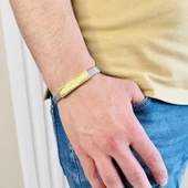 Gümüş Erkek Bileklik ,14k Altın Kaplama,Sim Desen İsim Yazılabilir,Şık Hediye - 3