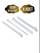 Beyaz Metal Çekmece Rayı Tekerlekli Mobilya Dolap Çekmece Rayı(BEYAZ)(TAKIM)(METAL) 30cm 30cm - 4 ADET thumbnail 1