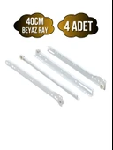 Beyaz Metal Çekmece Rayı Tekerlekli Mobilya Dolap Çekmece Rayı(BEYAZ)(TAKIM)(METAL) 40cm 40cm - 4 ADET thumbnail 1