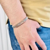 Gümüş Erkek Bileklik,14k Rose Altın Kaplama, Şık Hediye - 2