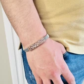 Gümüş Erkek Bileklik,14k Rose Altın Kaplama, Şık Hediye - 3